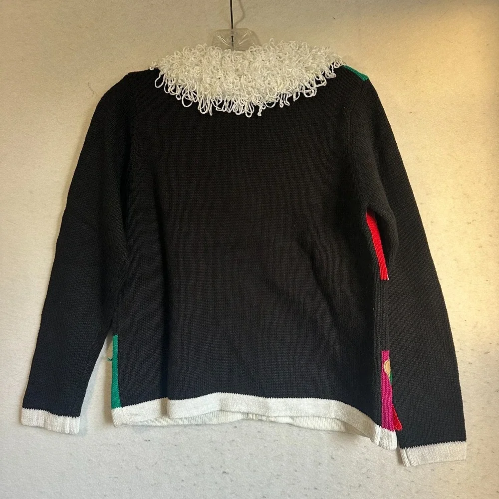 Vintage NOS Lisa International sz PM Embellished‎ Christmas Sweater Full Zip NEW